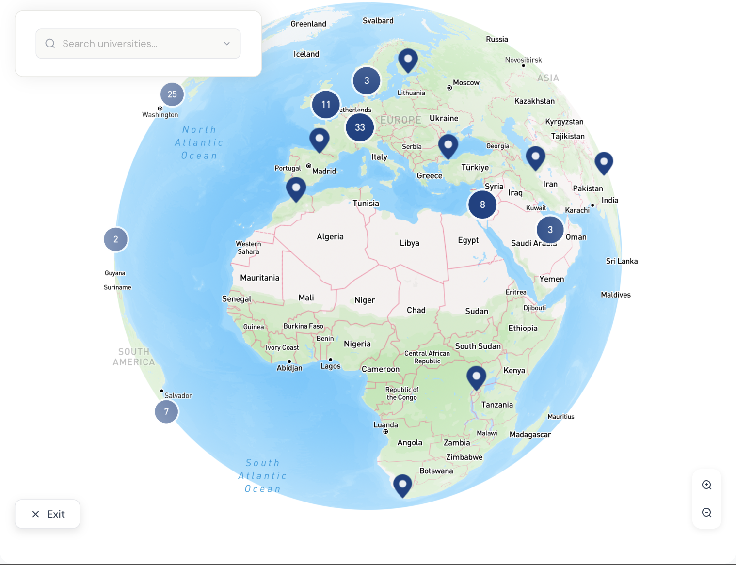 Browse map — globe view